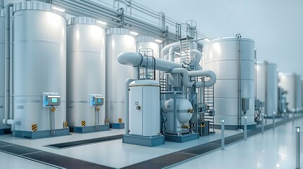 Fototapete - Electrical and thermal storage, clean white background. Generative AI.