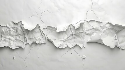 Wall Mural - A textured, crumpled white surface with cracks, creating an abstract visual effect.