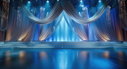 Aufkleber - An exquisite auditorium stage decorated with fine fabrics and sparkling diamonds. Generative AI.