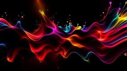 Wall Mural - abstract vibrant colorful background with bright oil paint pattern and splashes, wave. smooth motion of abstract shapes. looped animation. seamless footage.