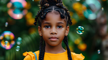 Poster - Child Blowing Bubbles The Backyard Child