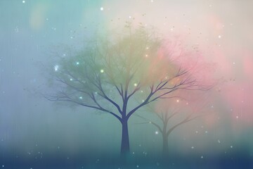 Canvas Print - tree in the fog