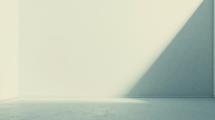 Wall Mural - Minimalist room with a single beam of sunlight shining onto a pale green wall

