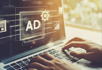 Wall Mural - advertisement and marketing with future technology, artificial intelligence