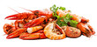 © Pangestu - Fresh seafood platter with lobster, shrimp, and crab isolated on transparent background
