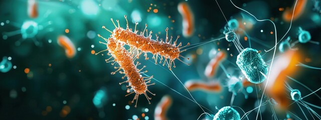 Wall Mural - Close-up of a bacterial flagellum under a microscope highlighting its structure and movement