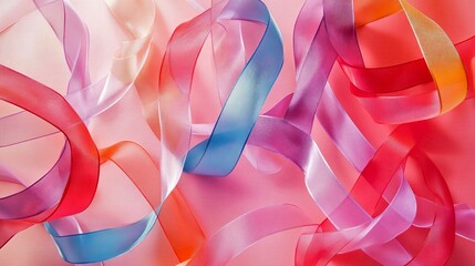 Wall Mural - colorful ribbons flow gracefully across a soft background. their vibrant hues create a joyful and fe