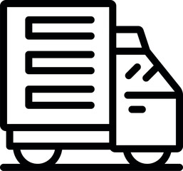 Sticker - Line art icon of a delivery truck, symbolizing transportation and distribution