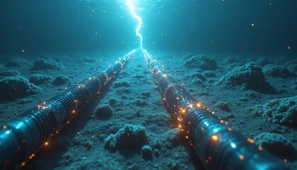 two optical cables on the seabed through which information flows