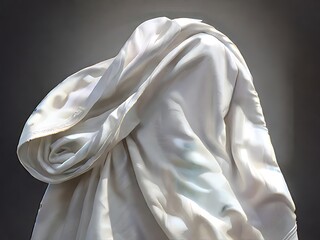 Design a hyperreal digital painting of a freshly laundered white towel, capturing the soft texture of the fabric and the way light plays on the folds.
