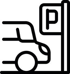 Sticker - Simple, bold lined icon of a car driving away from a parking spot, perfect for representing parking garages, lots, and more