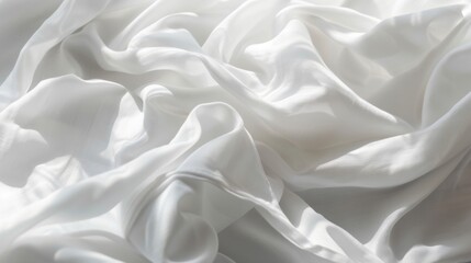 A flat lay of lightweight cotton fabric in a crisp white, with subtle folds and shadows