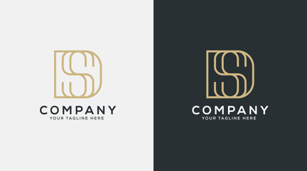 Wall Mural - Luxury minimalist letter DS logo vector icon. Monogram letter DS logotype design