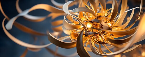 Wall Mural - Abstract Golden Light Fixture.