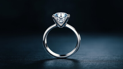 Suspended diamond ring isolated against a dark textured background backlit with a soft glow accentuating both elegance and simplicity modern art direction 