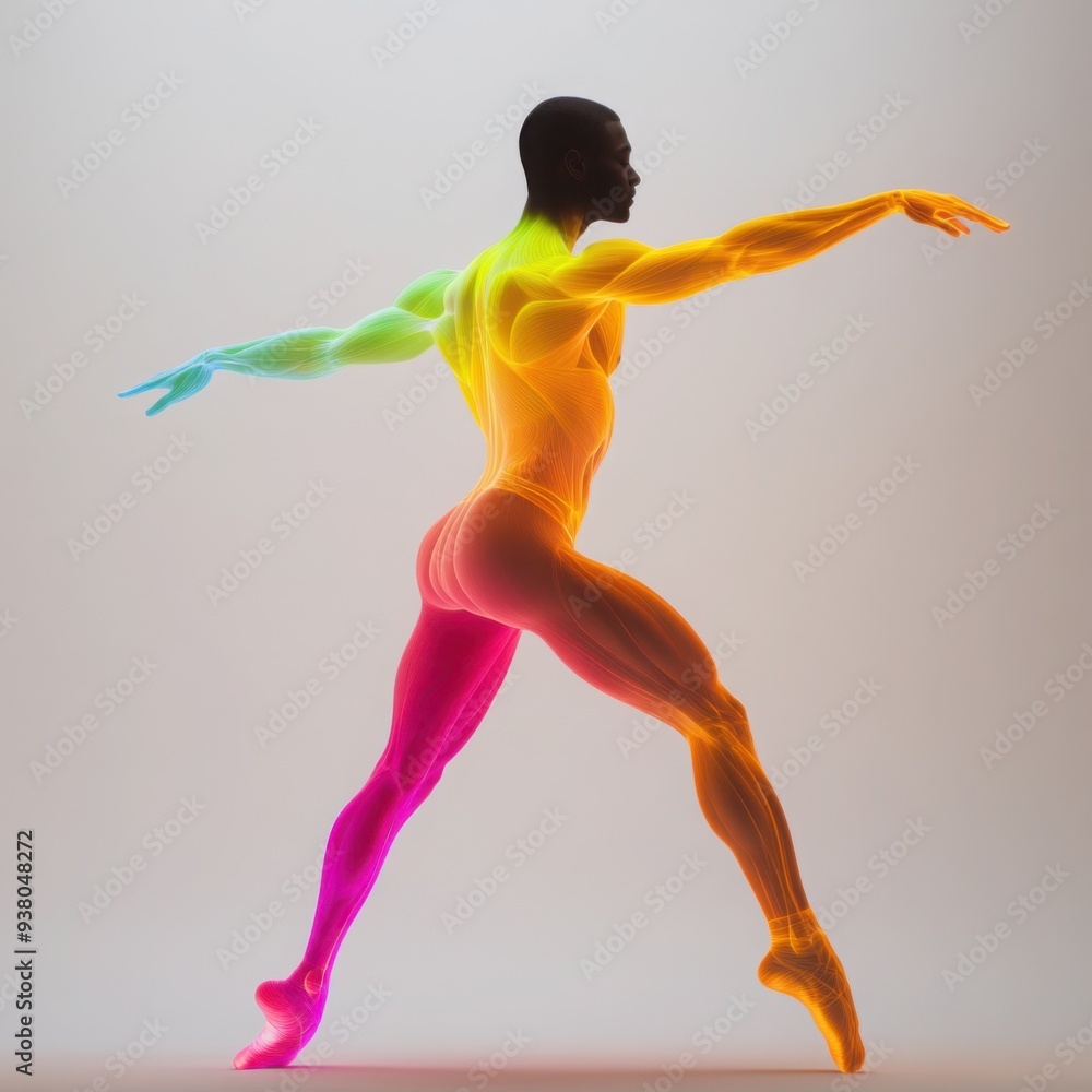 Dynamic image of a dancer with highlighted muscles showing the function ...