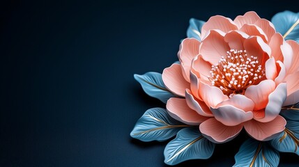 Wall Mural - A 3D Chinese peony with soft pastel colors, symbolizing the national flower of China.