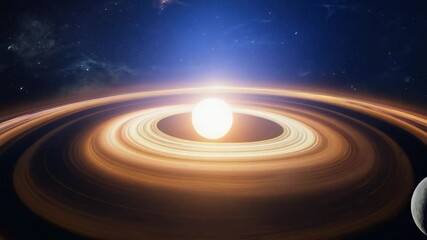 Wall Mural - Bright star illuminating gaseous rings around planet