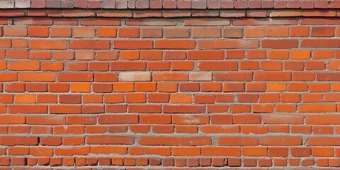 Wall Mural - A close-up of a red brick wall with a row of bricks at the top.