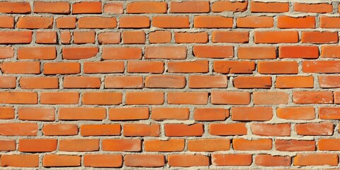 Wall Mural - A close-up of a brick wall with white mortar.