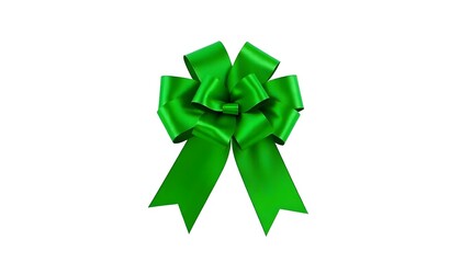 Wall Mural - A green gift ribbon isolated on a white background