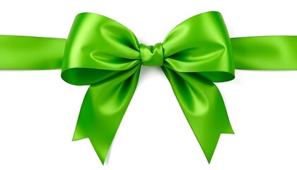 Wall Mural - A green gift ribbon isolated on a white background