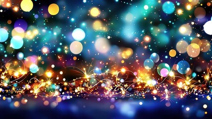 Wall Mural - A vibrant background featuring colorful bokeh lights and sparkling effects, perfect for festive and celebratory themes.