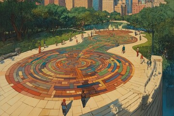 Labyrinth City Park Various Christianity, Paganism Religion Spiritual Symbol