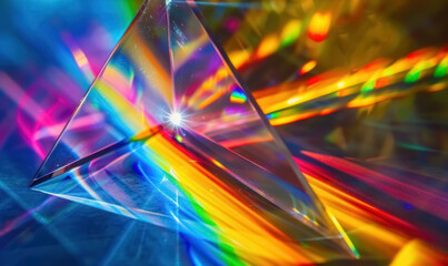 Wall Mural - colorful prism light refraction on a dark background for scientific visuals