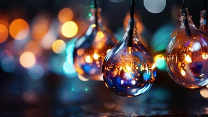 Wall Mural - christmas light bulbs on bokeh background. christmas and new year concept. glowing christmas lights 