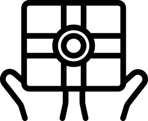 Poster - Line icon of a processor chip being held by a person, symbolizing advanced computing power