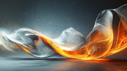 Wall Mural - Abstract wave of fire and smoke against a dark background.