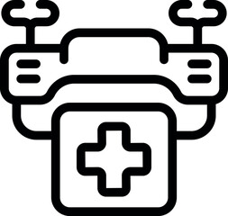 Canvas Print - Simple, bold line icon of a drone carrying a first aid kit, perfect for medical and technology related designs