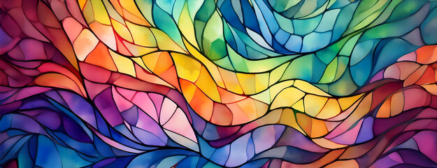 Wall Mural - colorful abstract design featuring swirling patterns in vibrant hues reminiscent of stained glass in