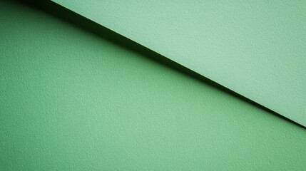 Wall Mural - Green textured paper layered at an angle showcasing a calm and minimalistic design