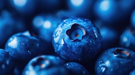 Wall Mural - Close-Up of Vibrant Blueberries on Surface