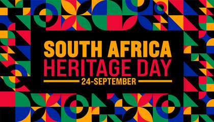 south africa heritage day geometric shape pattern background or banner design template. holiday conc