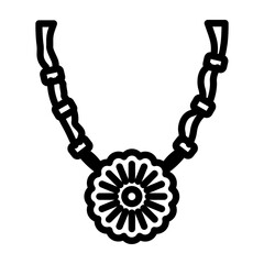 Traditional Indian Necklace Vector Line Icon Design