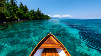 Canvas Print - Boat Floating Top Large Body Water