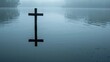 © Barosanu - A cross half-submerged in a calm, fog-shrouded lake creates a serene and meditative atmosphere, evoking peace, solitude, and quiet contemplation in nature's embrace.