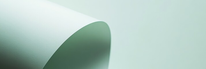 Canvas Print - Curved edge of smooth paper against a soft green background in natural light