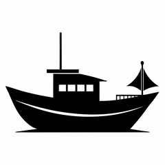 Wall Mural - Raw boat black silhouette