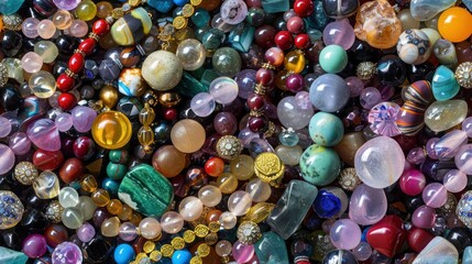 Poster - A Colorful Display of Gemstones and Beads