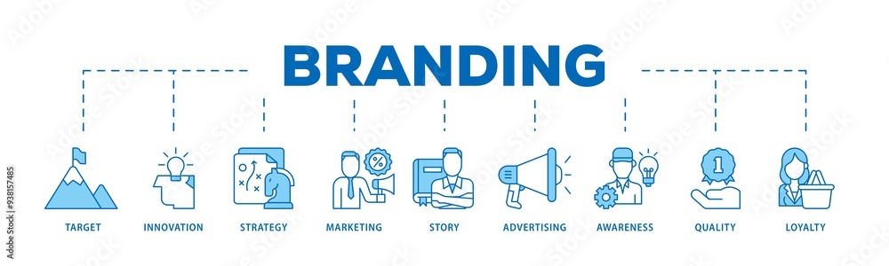 Branding icon infographic illustration concept with icon of target ...