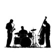 © Koborixgen - Silhouette of a jazz trio performing, with saxophone, drums and bass.