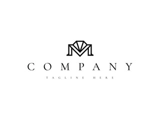 Wall Mural - luxury letter M diamond logo design