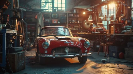 Naklejka na meble Classic Car in a Garage