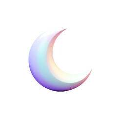 3d render of cute crescent moon isolated on transparent background