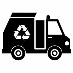 Sticker - Recycling truck  Black silhouette