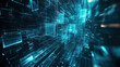 © smth.design - Futuristic Digital  with Glowing Blue Cubes and Data Streams in High Tech Cyber Space